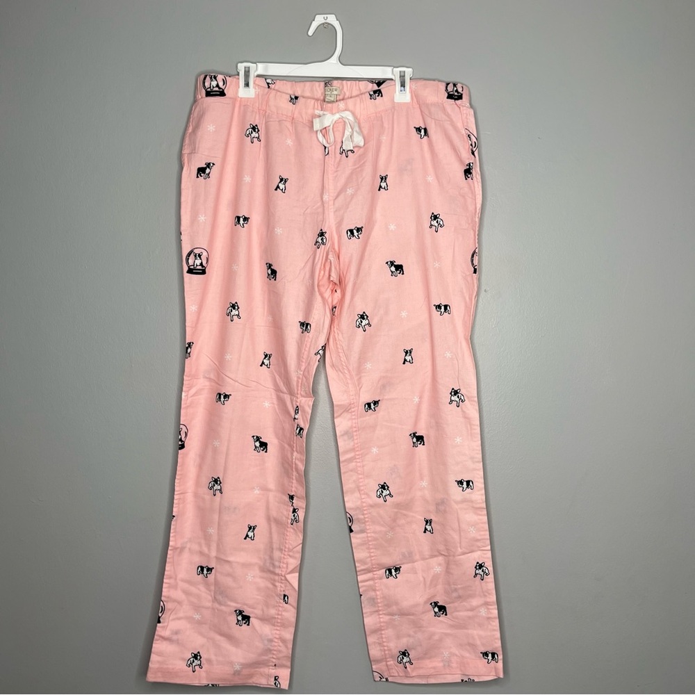 J. Crew Pink Winter French Bull Dog Pajama Pants NWT P